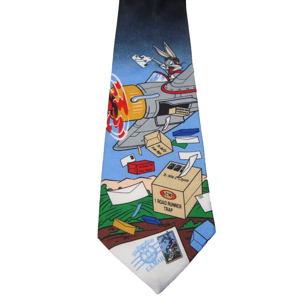 Vintage 1997 Warner Bros. Looney Tunes Stamp Collection Bugs Bunny Tie